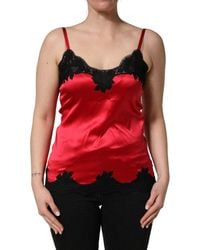 Dolce & Gabbana - Red Silk Lace Trim Camisole Sleeveless Tank Top - Lyst
