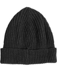 Dolce & Gabbana - Men Charcoal Grey Ribbed Wool Knit Beanie One Size Hat - Lyst