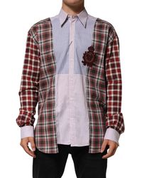 Dolce & Gabbana - Cotton Collared Checkered Shirt - Lyst
