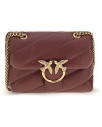 Pinko - Bordeaux Calf Leather Bos Taurus Shoulder Bag - Lyst