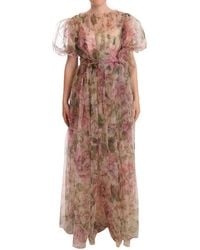 Dolce & Gabbana - Floral Print Nylon Maxi Dress - Lyst
