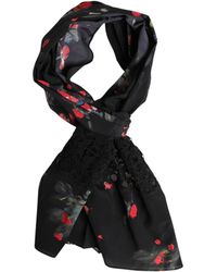 Dolce & Gabbana - Black Floral Print Neck Warmer Wrap Scarf - Lyst