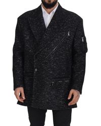 Dolce & Gabbana - Black Wool Double Breasted Coatjacket - Lyst