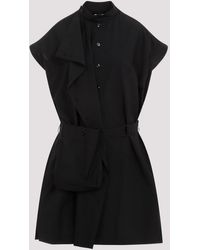Lemaire - Black Asymmetrical Sleeveless Cotton Midi Dress - Lyst