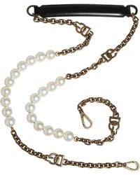 Dolce & Gabbana - Black Leather Gold Chain Bag Accessory Shoulder Strap - Lyst