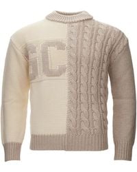 Gcds - Bicolor Wool Blend Hand-knitted Jumper With Logo Detail - Lyst