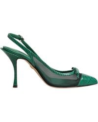Dolce & Gabbana - Green Leather Mesh Heels Slingback Shoes - Lyst