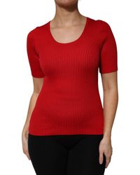 Dolce & Gabbana - Red Round Neck Short Sleeves Pullover Top - Lyst
