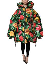 Dolce & Gabbana - Multicolor Floral Puffer Hooded Jacket - Lyst