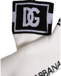 Dolce & Gabbana - White Black Cotton Ankle Length Dg Logo Socks - Lyst
