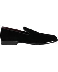 Dolce & Gabbana - Black Velvet Loafers Formal Men Dress Shoes - Lyst