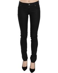 Plein Sud - Cotton Black Mid Waist Skinny Denim Jeans - Lyst