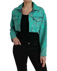 Dolce & Gabbana - Cotton Tie Dye Cropped Cropped Denim Jacket - Lyst