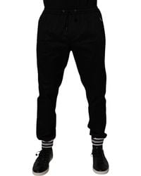 Dolce & Gabbana - Black Cotton Stretch Jogger Sweatpants Pants - Lyst
