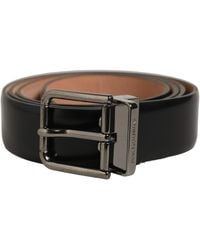 Dolce & Gabbana - Black Calf Leather Silver Metal Buckle Belt - Lyst