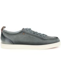 Santoni - Gray Calf Leather Bos Taurus Low Top Sneakers - Lyst