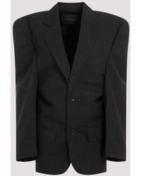 Balenciaga - Anthracite Grey Wool Cut Away Boxy Jacket - Lyst