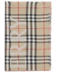 Burberry - Beige Wool Scarf - Lyst