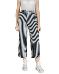 Ichi - Blue Viscose Cropped Pant - Lyst