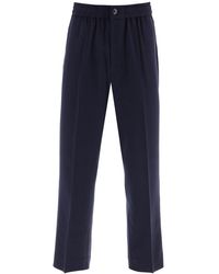 Ami Paris - Elasticated Waist Pants In Viscose And Wool - Lyst