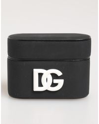 Dolce & Gabbana - Black White Rubber Embossed Logo Accessory Airpods Case - Lyst