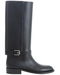 Burberry - Buckle Embellished Leather Boots - Lyst