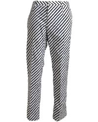Dolce & Gabbana - White Black Cotton Striped Trousers Pants - Lyst