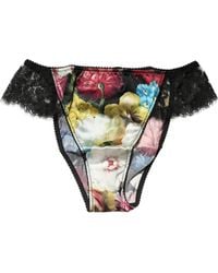Dolce & Gabbana - Black Floral Lace Mid Waist Brief Panty Underwear - Lyst