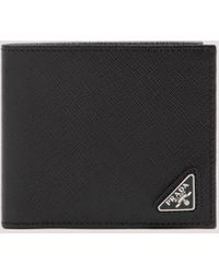 Prada - Black Saffiano Leather Wallet - Lyst