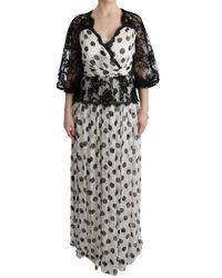 Dolce & Gabbana - Dolce Gabbana Black White Polka Dotted Floral Dress - Lyst