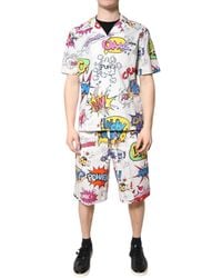 Dolce & Gabbana - Cartoon Print Cotton Pajama Set Sleepwear - Lyst