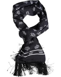 Dolce & Gabbana - Silk Crown Fringes Foulard Scarf - Lyst