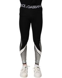Dolce & Gabbana - Black Silver Nylon Skinny Men Leggings Pants - Lyst