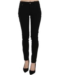 John Galliano - Black Mid Waist Slim Fit Skinny Denim Casual Pants Jeans - Lyst