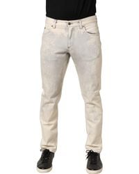 Dolce & Gabbana - Beige Tie Dye Cotton Straight Men Denim Jeans - Lyst