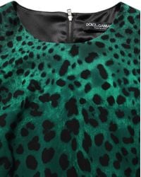 Dolce & Gabbana - Leopard Print Silk Knee Length Dress Elastane - Lyst
