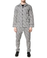 Dolce & Gabbana - Black White Dg Print Cotton Pajama Set Sleepwear - Lyst