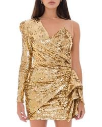 Elisabetta Franchi - Glistening Gold Sequin Evening Dress - Lyst