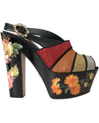 Dolce & Gabbana - Floral Crystal Platform Sandals Shoes - Lyst
