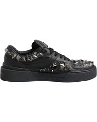 Dolce & Gabbana - Black Leather Studded Low Top Sneakers Shoes - Lyst