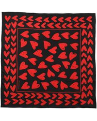 Dolce & Gabbana - Black Red Silk Hearts Square Foulard Scarf - Lyst