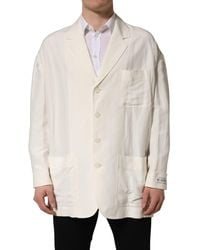Dolce & Gabbana - Off White Flax Single Breasted Blazer Jacket - Lyst