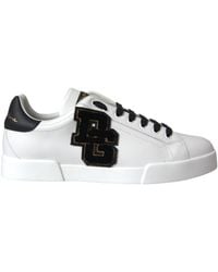Dolce & Gabbana - White Leather Dg Logo Casual Low Top Sneakers Shoes - Lyst