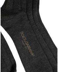 Dolce & Gabbana - Wool Logo Calf Long Ribbed Accessory Socks Acrylic Alpaca Clothing - Lyst