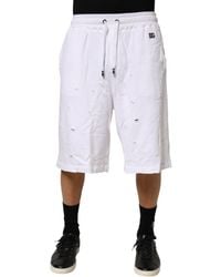 Dolce & Gabbana - White Distressed Cotton Men Bermuda Shorts - Lyst