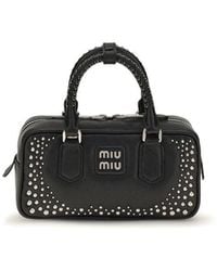 Miu Miu - Black Calf Leather Bos Taurus Shoulder Bag - Lyst