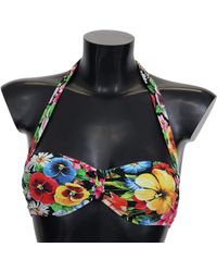 Dolce & Gabbana - Color Floral Print Swimwear Bikini Tops - Lyst