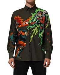 Dolce & Gabbana - Green Superhero Print Button Down Shirt - Lyst