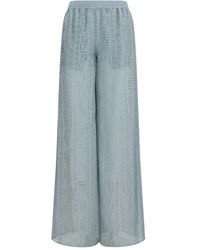 Fendi - Blue Viscose Casual Pants - Lyst