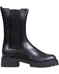 Calvin Klein - Black Leather Ankle Boots - Lyst